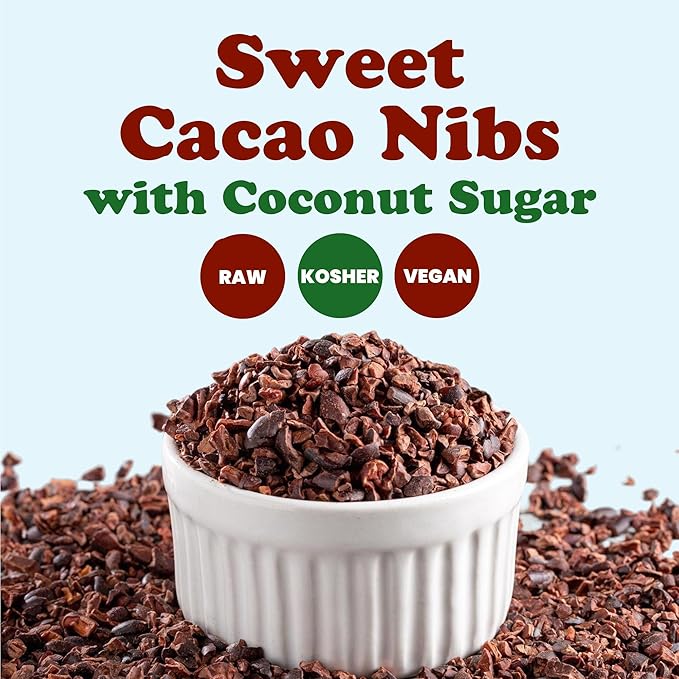 Food to Live Sweet Cacao Nibs with Coconut Sugar, 10 Pounds – Lightly Sweetened with Coconut Sugar, Raw, Non-Irradiated, Great for Snacking, Baking & Smoothies. High in Antioxidants. Vegan, Kosher, Bulk