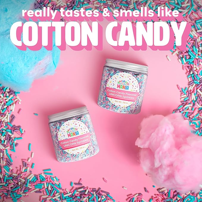 Cotton Candy Sprinkles for Cupcakes – Tastes Exactly Like the Real Thing! Adds a Fun, Sweet Twist to Any Dessert – Edible Cotton Candy Ice Cream Topping (Carnival 7.5oz)