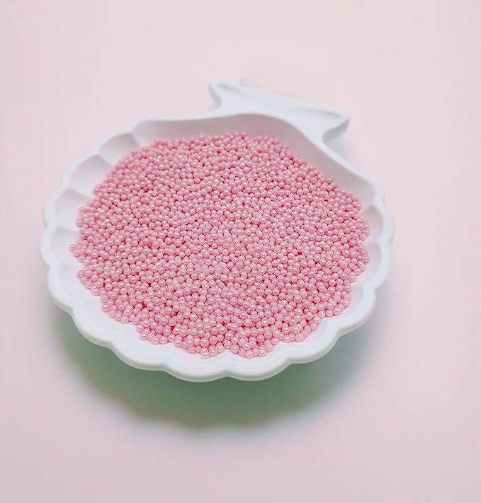 Edible Pink Pearl Sugar Sprinkles Candy 2mm Mini Pearls Cake Decorations Cupcake Toppers Cookie Decorating Perfect for Wedding Party Valentine Halloween Christmas Supplies 3OZ