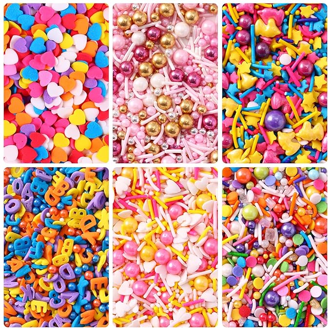 Sprinkles For Cake Decorating, Cupcake, Cookies, Ice Cream Topper, 6 Packs Colorful Sprinkles, Pastel Sprinkles, Six of assorted Sprinkles for Cake Baking, Perfect For Birthdays, New Year’S Eve, Graduations