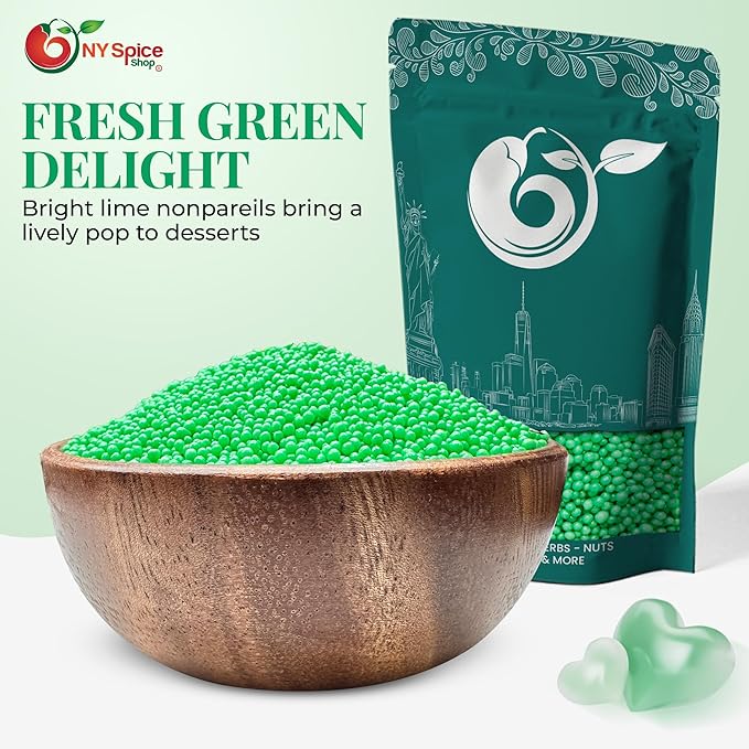 NY Spice Shop Christmas Green Sprinkles - 3 Pound Nonpareils & Snowflake Green Sprinkle - Baking Christmas Themed Holiday Winter Sprinkle - Candy Cane Sprinkles for Holiday Baking & Cupcake Toppings