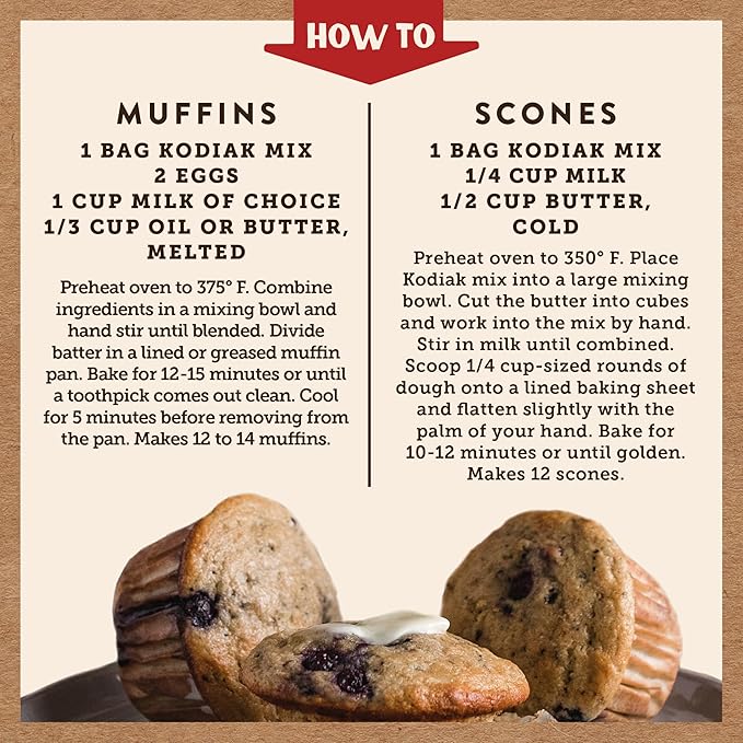 Kodiak Cakes Muffin Mix, Blueberry, 14 Ounce, Pack of 6