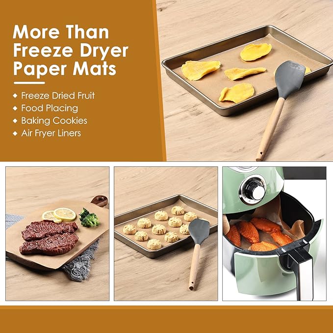 KitchenRaku 200 Pack Parchment Paper For Harvest Right Freeze Dryer Trays, Disposable Accessories for Freeze Dryer Trays, Prevent Food Items From Sticking (PPA12, 17 1/4" x 7", Medium)