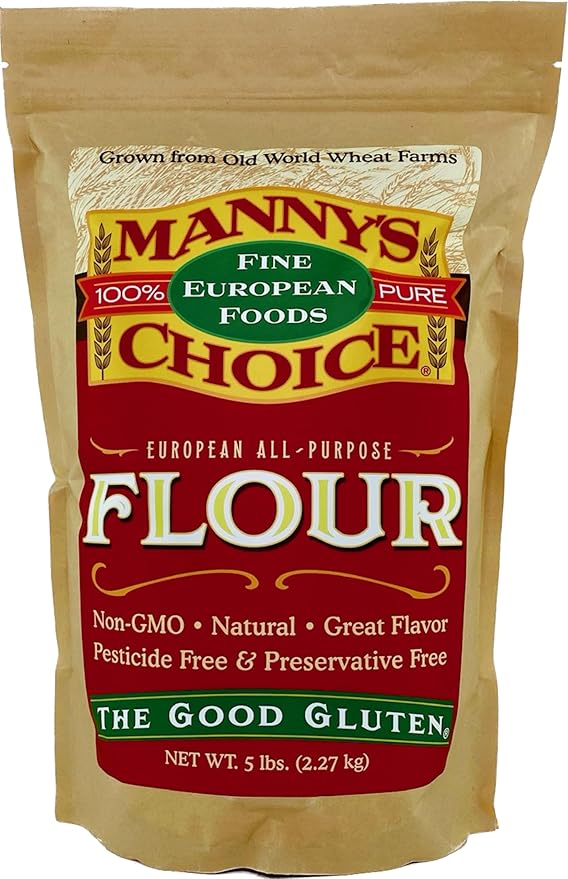 Manny's Choice Natural All Purpose Unbleached Italian Artisan Wheat Flour Type 0 for Baking 5 lb | Bread Flour | Cake Flour | Pizza Flour | Pasta Flour | Pastry Flour