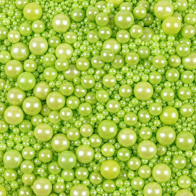 Green Sprinkles for Cake Decorating Easter Sprinkles for Cookie, Edible Sugar Pearls Mixing Sizes for Cupcake Topper, Cookies, Ice Cream Toppings for Easter Party Celebrations 3.5 Ounces