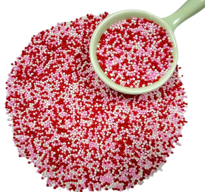 Gevog 2MM Valentines Pearls Sprinkles Mixing Edible Cake Cupcake Sprinkles for Valentines Party Baking Cupcake Cookie Ice Cream Decoration Supplies 110g/ 3.88oz