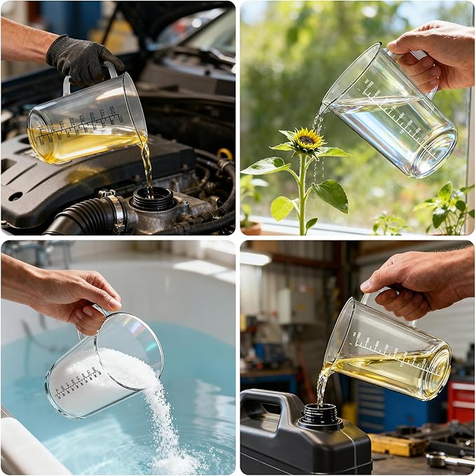 Plastic Measuring Cups - 4 CUP 4PCS Liquid Measuring Cups with Handle and Spout,Multiple Measurement Scales Acrylic Material Measure Cups (4CUPX4)