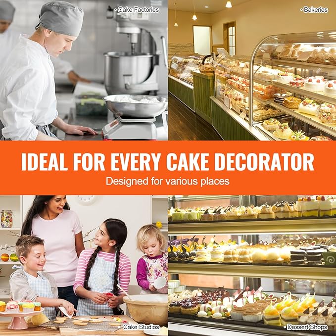 VEVOR Cake Decorating Machine, Cake Cream Spreading Coating Smearing Machine, Low Noise Cake Frosting Machine, Turntable with Adjustable Scraper, for 4" to 12" Cake, 25-320RPM Rotating Speed, White