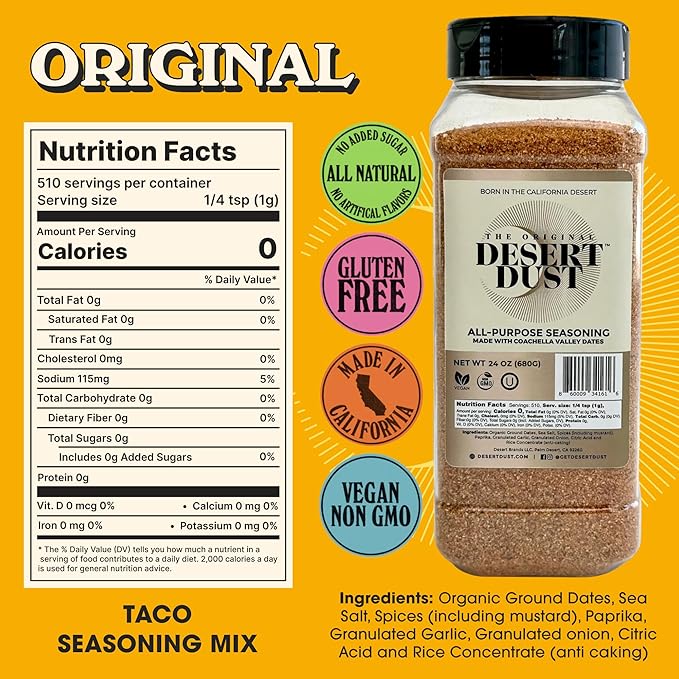 Desert Dust All-Purpose Seasoning – Smoky, Earthy & Sweet with Organic Date Sugar | Versatile Rub for Steak, Chicken, Fish, Veggies & More | Gourmet BBQ & Grilling Spice Blend (24oz, Original)