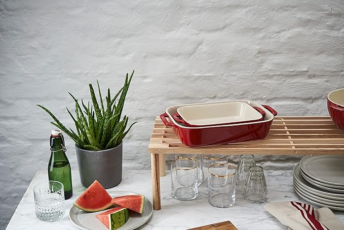 STAUB Ceramic Rectangular Baking Dish Set, 2 pc, Cherry