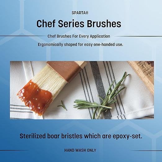 SPARTA 3-Piece Boarhair Pastry & Basting Brush Set – Perfect for Grilling, Smoking, and Saucing – Includes 2" Angled, 1.5" Flat, and 1" Flat Brushes, All with Ergonomic Handles and Hanging Holes