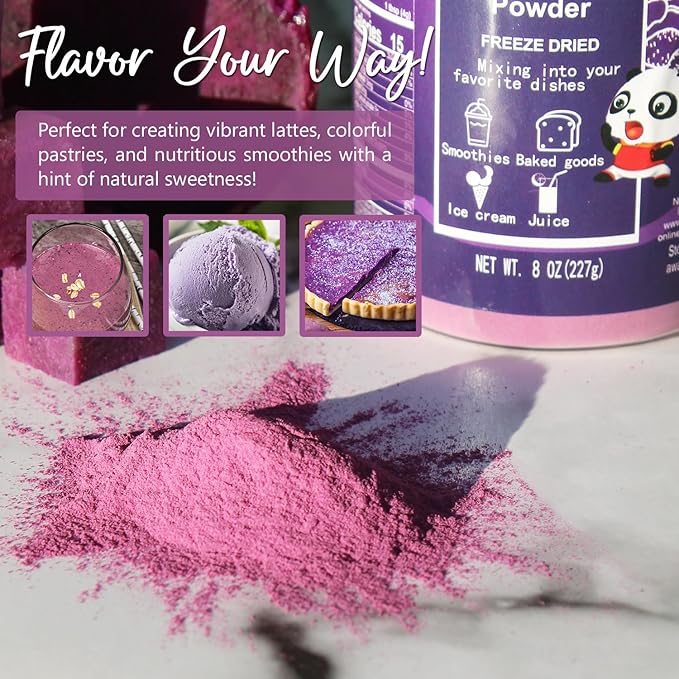 NPG 100% Pure Purple Sweet Potato Powder(Purple Yam Ube) 8 Ounces, All Natural Purple Dry Food Coloring Powder for Baking, Smoothies, Pasta, Tortillas, Vegan Gluten Free Non-GMO