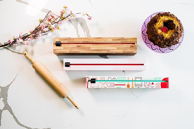 ChicWrap Rose Marble Parchment Paper Dispenser - Includes 15"x 33' (42 Sq. Ft) Roll Unbleached Baking, Cooking & Culinary Paper - Reusable Dispenser w/Slide Cutter - Kosher Certified