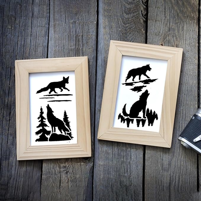Augshy 56 Pcs Reusable Animal Wildlife Stencils, 3x3 Inch Drawing Templates for Crafts DIY Projects Home Decor Wood Canvas Wall Art Cards