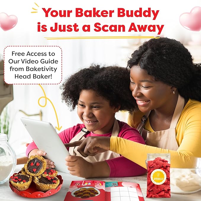 Baketivity Caramel Kisses Kids Baking Kit - Baking Set for Girls and Boys Ages 4-12 - Kids Cooking Kit with Premeasured Ingredients, Instructions, Video, STEM Activities