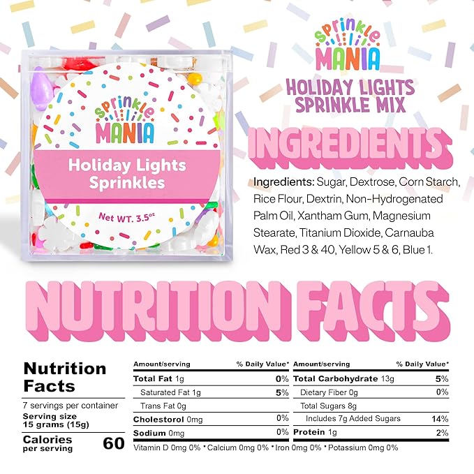 Holiday Lights Christmas Sprinkles for Cookies – Our Christmas Cake Decorations include Snowflake, Star & Ornament Sprinkles (Holiday Lights)