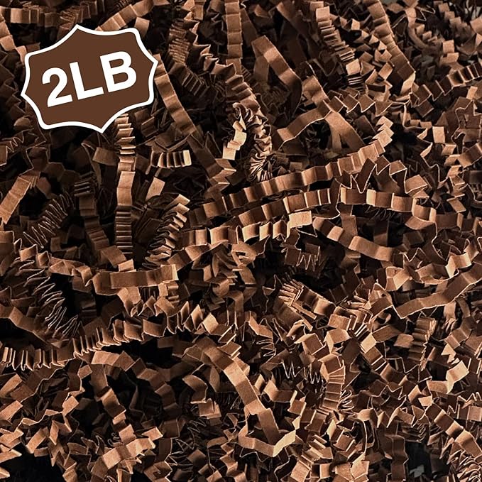 2LB Crinkle Paper Shred Filler for Gift Box Bag and Basket On Holidays(Dark Brown)