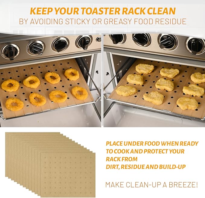 WMKGG 100 PCS Unbleached Air Fryer Parchment Paper Liners, 11 x 9 inch Perforated Rectangular Air Fryer Toaster Oven Disposable Liners for Cuisinart, Ninja Foodi, Breville, Gowise, Black Decker
