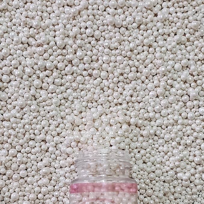 Confect Pearl White Cake Sprinkles – Confect Love Disco Balls Mashup Edible Sprinkles for Cupcakes, Cakes & Cookies – Elegant White Sugar Pearls & Decorative Toppings | Vegan, Gluten-Free, Nut-Free, Soy-Free, Dairy-Free, Palm Oil-Free- 4.2 Oz