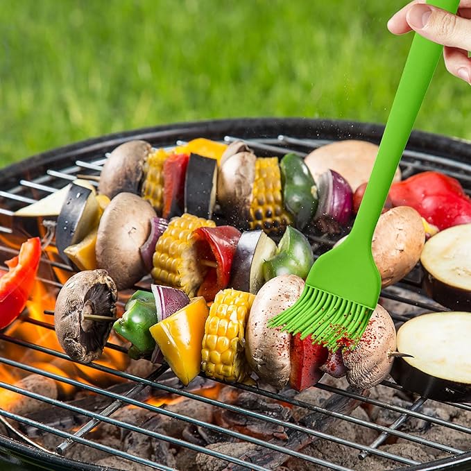 8 pieces basting brush for grilling,pastry brush,bbq basting brush,basting brush,rubber brush for cooking,basting brush for cooking,silicone bbq brush,barbecue sauce brush (green)