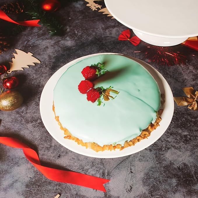 Porcelain Cake Stand, Round Dessert Stand, Cupcake Stand - Wedding and Birthday Decorating Cake Pedestal Stand - Dessert Display Serving Use at Parties, Restaurants, Birthday 13.8 Inch