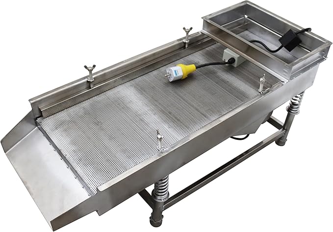 TECHTONGDA Straight Vibrating Sieve Screen Shaker Electric Linear Sifter Machine Stainless Steel One Layer One Motor 2mm Screen Size 11.8×29.5inch 110V