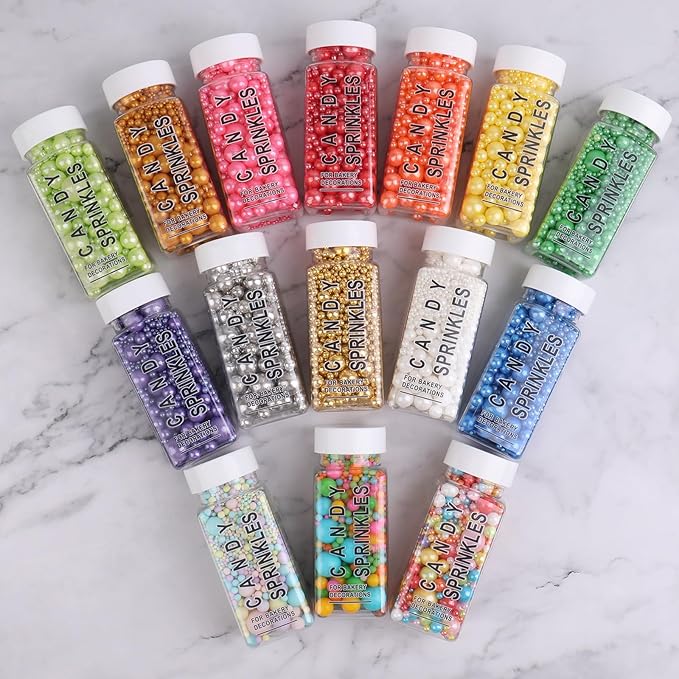 Sprinkles for Cake Decorating, 4.6oz Silver Pearl Cake Sprinkles for Ice Cream, Cupcake, Baking, Cookies Toppings