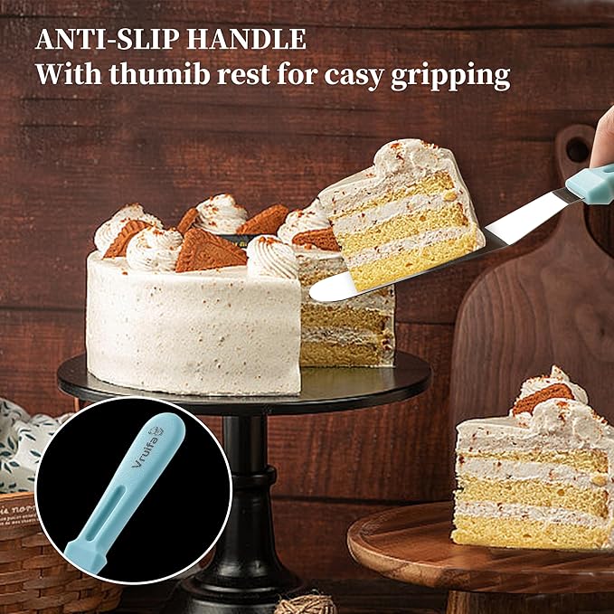 3PCS Offset Spatulas, Icing Spatula for Cake Decorating and Frosting, with Ergonomic PP Handle, Dishwasher Safe (6",8",10")