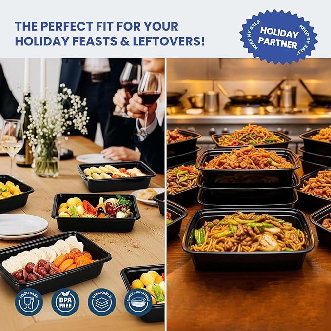15 Pack 32oz Meal Prep Containers Reusable BPA-Free, Disposable Food Storage Containers with Lids, Bento Box Leakproof To Go Food Containers, Microwave Freezer Dishwasher Safe