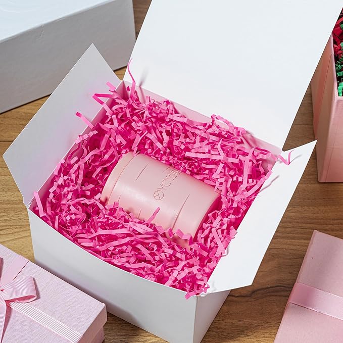 Mefleet 1 LB Crinkle Cut Paper Shred Filler Pink Crinkle Shredded Paper for Gift Box - Gift Basket Bag Filler - Grass Cushion Stuffing for Mother's Day Holiday Packaging Wrapping