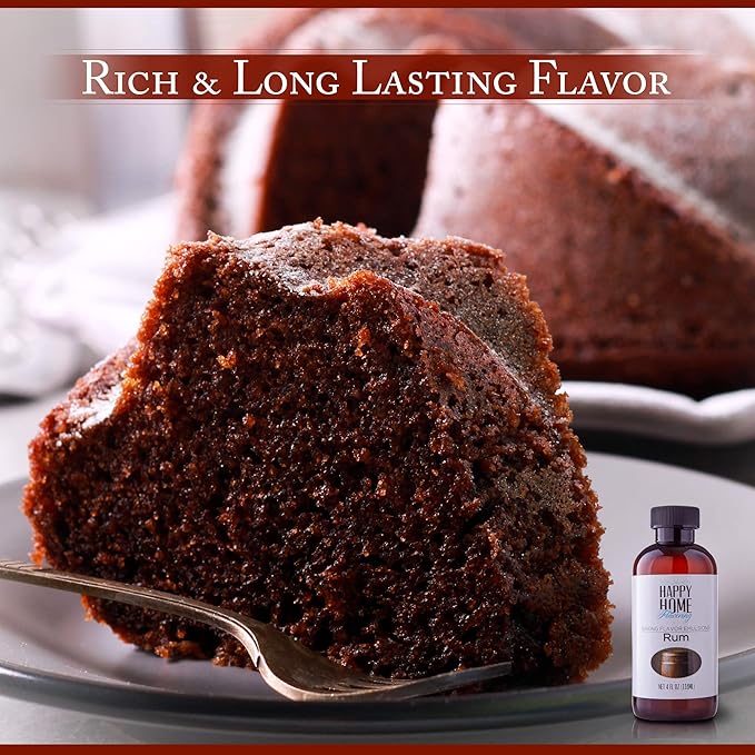 Happy Home Flavoring Imitation Rum Baking Flavor Emulsion - Certified Kosher, 4 oz.