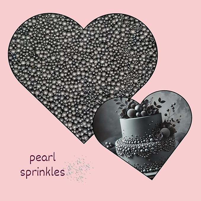 Confect Love Silver Metallic Disco Ball Sprinkles – Edible Cake Decorating Sugar Pearls | Shiny Silver Dessert Toppers for Cupcakes, Cookies, Cakes & Party Treats | Vegan, Gluten-Free, Nut-Free, Soy-Free, Dairy-Free, Palm Oil-Free- 4.2 Oz