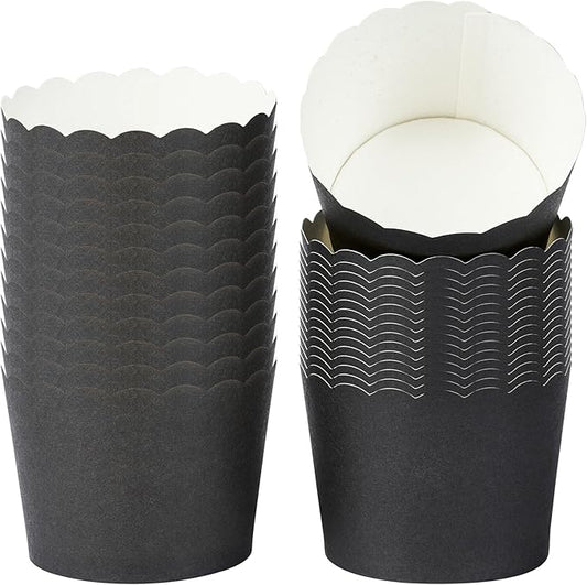 Panificio 3 Ounce Cupcake Wrappers, 200 Scalloped Baking Cups - Oven-Ready, Greaseproof, Black Paper Cupcake Liners, Disposable, For Birthdays, Baby Showers, Or Weddings - Restaurantware