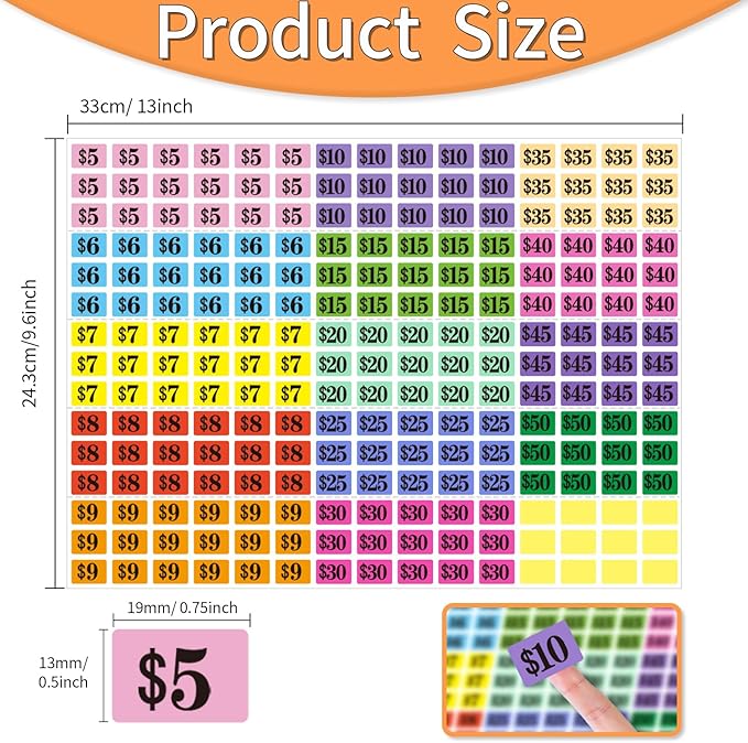 Starboling Garage Sale Stickers, 4050 Pcs 1/2" X 3/4" Yard Sale Price Labels, Rectangular Preprinted Price Labels for Flea Market