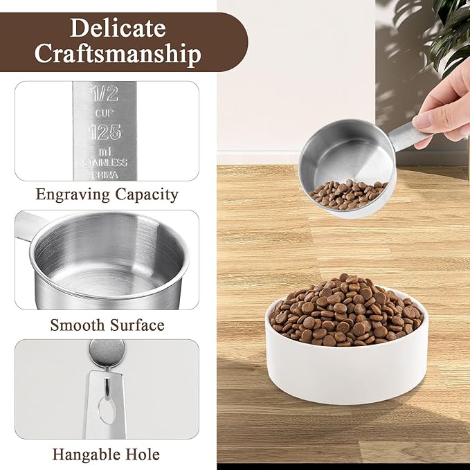 6 pcs 1/2 Cup Measuring Cup, Stainless Steel Measuring Cups, 125 ml | 125 cc | 4 oz | Engraved Marking Single Measuring Scoops, Metal Measuring Cup for Kitchen Baking & Cooking