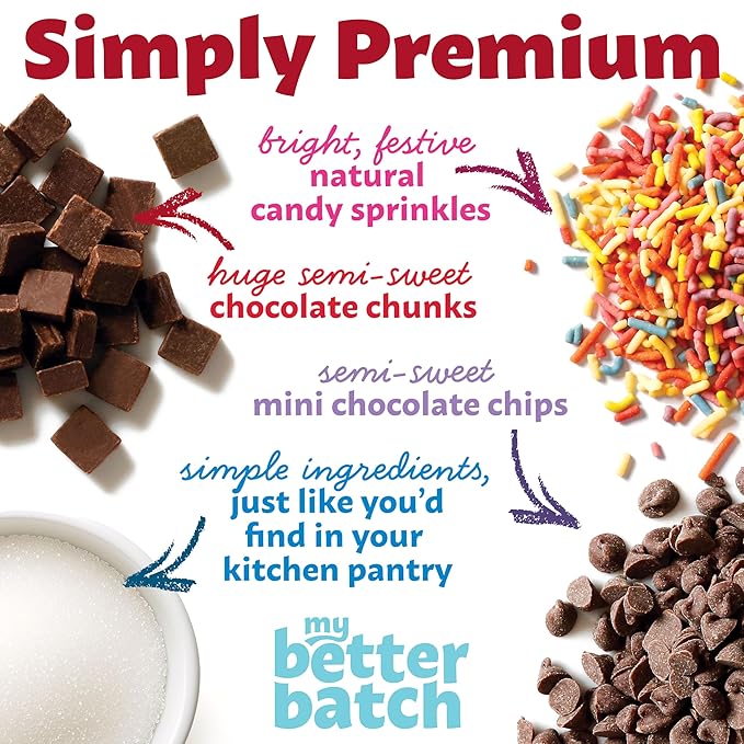 My Better Batch Celebration Cookie Mix, Gourmet Baking Mix for Homemade Taste, 4 Pack (Makes 64 Cookies Total)