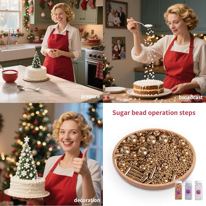 White Pearl Sprinkles and Edible Pearls, 120g (4.23oz), Cake Decorating Supplies, Shiny Cake Pearls for Cookies, Cupcakes, Cake Decorating