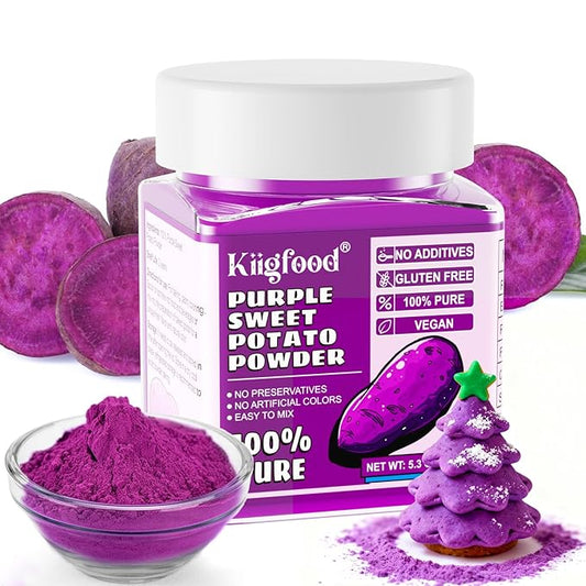 Purple Sweet Potato Powder - Kiigfood 5.3 oz/150g Pure Natural Premium Purple Food Coloring Powder for Smoothies, Christmas Baking, Juices, Pasta - Gluten-Free, No Additives, Vegan, Non-GMO