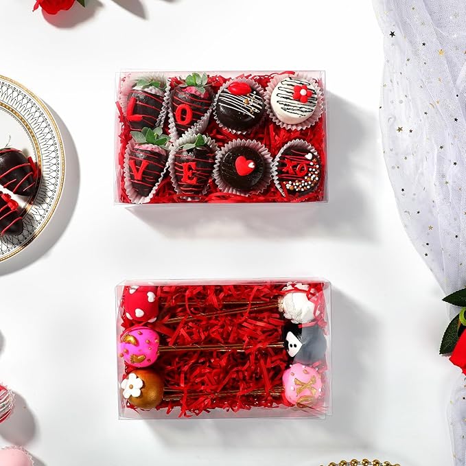 20pcs 8x5x2Inches Clear Cake Pop Boxes Plastic Cookies Boxes for Chocolate Covered Strawberries,Cakesickle,Treat, Chocolate Truffle Christmas Valentine's Mother's Day Party Birthday