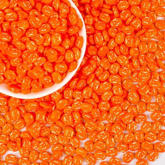 Edible Pumpkin Sprinkles for Cake Decorating, Halloween Orange Sugar Sprinkles, 150g/5.29oz, Perfect for Cake Decoration, Cupcake Decorations Donuts Toppings
