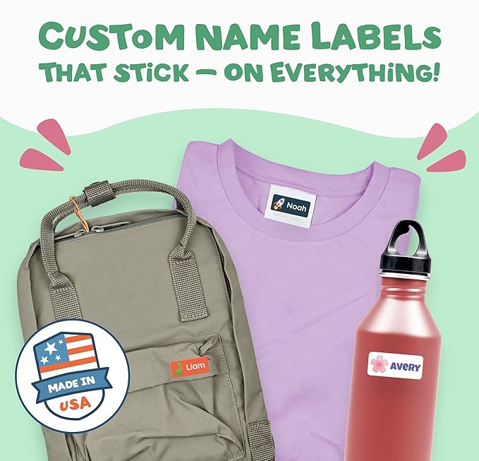 TagBuddy® Personalized Daycare Name Labels for Kids [210pcs] - Waterproof Name Stickers for School, Baby Bottles & Clothing - Custom Name Stickers - Washable Stick On Labels (1.2”x0.5”)
