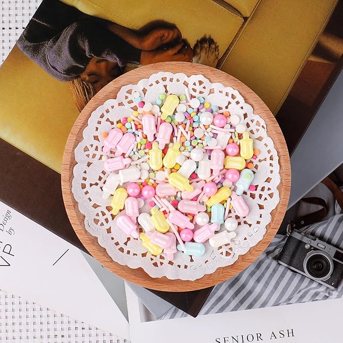 Rainbow Sprinkles for Cake Decorating, Pastel Sprinkles Mix with Ice Cream Pearls Confetti Jimmies for Cake Ice Cream Cupcakes Baking Donut Topping