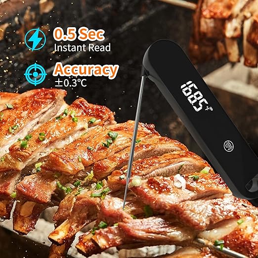 YFL Instant Read Digital Meat Thermometer, 0.5S Fast Response Food Thermometer ±0.5°F Accuracy | IPX7 Water Resistant Kitchen Thermometer for Grilling, BBQ, Air Fryer, Cooking and Baking
