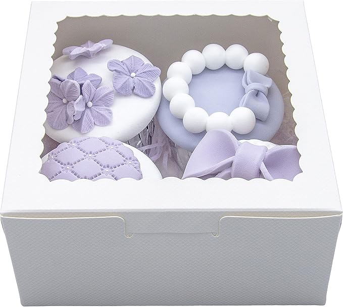 50pcs 6x6x3 Inch White Cupcake Boxes with Window - Ideal for Various Sweets and Desserts, Including Cookies, Macarons, Pastry, Donuts, Muffins, and Chocolate Covered Strawberries