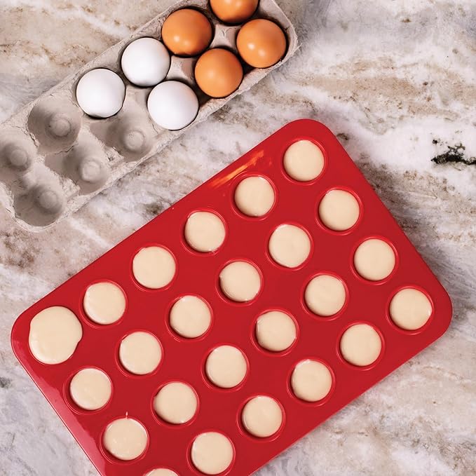 Mrs. Anderson's Baking Silicone 24-Cup Mini Muffin Pan, Non-Stick European-Grade Silicone, 13.5 x 9.25 x .75-Inches