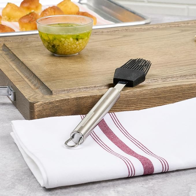Restaurantware-German Standard Pastry Brushes, 6 Heat-Tolerant Basting Brushes - Dishwashable, Durable, Black Silicone Pastry Brush With Stainless Steel Handle, For Baking, Grilling, or Glazing