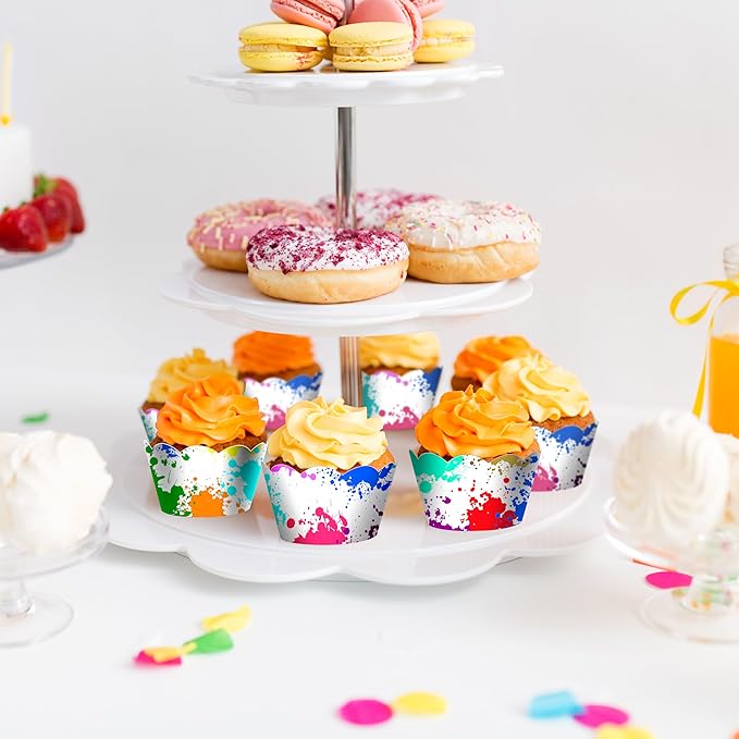 24pcs Splash Cupcake Baking Liners, Muffin Liners, Cupcake Liners Decorations for Painting Party, Baby Shower, Birthday Party Decoration Supplies - LIANGSS