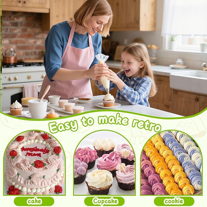 Suuker Large Piping Tips Set, Stainless Steel Frosting Piping Kit, 5 Pieces Pastry Cake Decorating Tips Baking Tools for Cookies Cupcake Decorating Kit (1A 1E 348 347 356)