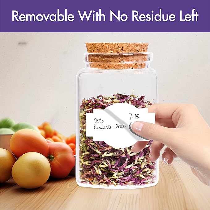 300 PCS White Stickers, 5 Shape Water/Oil/Tear Resistant Blank Stickers Removable with no Residue for Name Tags, File Folders, Food Jars, Gift Tags, Home Office Business Uses (2” x 3”) ﻿
