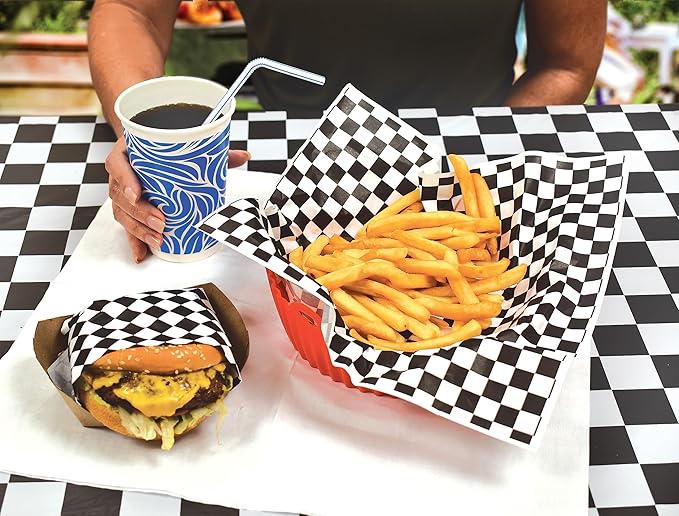 300-Count Better Kitchen Products Checkered Deli Dry Wax Paper Sheets, 12 x 12 inch, Greaseproof Deli Wrap for Foodservice, Food Basket Liners, Disposable Grease Proof Liners for Food Concession